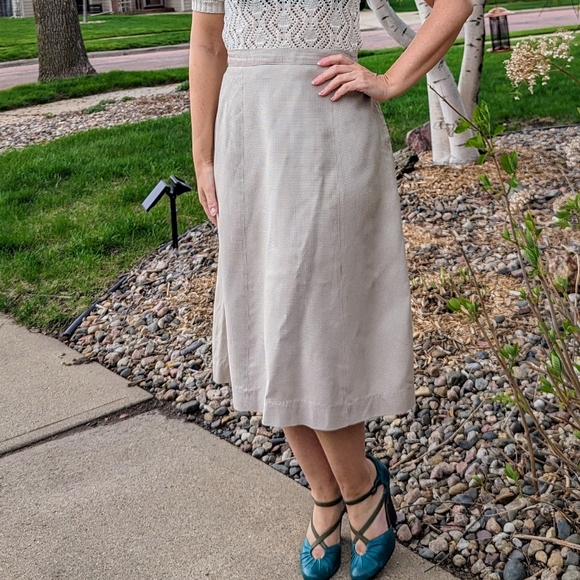 1940's pink and green HOUNDSTOOTH SKIRT 40's M - Picture 2 of 8